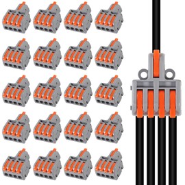 20PCS Mini Electrical Wire Connectors, DIY Splicing into 4/6/8/9/10 Way Butt Terminal Block Connectors (1 in 4 Out)