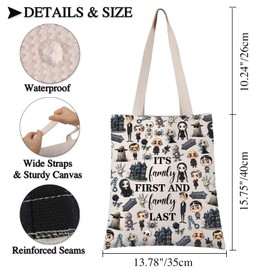 PLITI Addams Family Merchandise Broadway Musical Gift It's Family First And Family Last The AD Family Fans Tote Bag (First last family TGU)