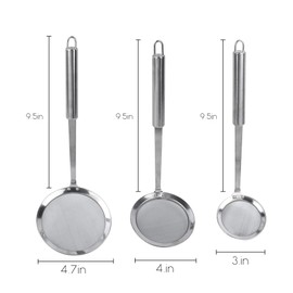 AUEAR, 3 Pack Hot Pot Fat Skimmer Spoon Stainless Steel Fine Mesh Food Strainer for Oil Filter Skimming Grease Foam Gravy