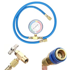 Youngine Universal 1M Car R134A Coolant Pressure Gauge Hose AC R134A Copper U-Charge Coolant Hose with Gauge
