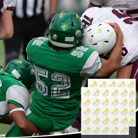 Noveread 200 Pcs Football Helmet Stickers Sledgehammer Helmet Award Decals1'' Vinyl Baseball Softball Hockey Lacrosse Stickers Self Adhesive Sports Themed Decals, 8 Sheets (Yellow on Clear)