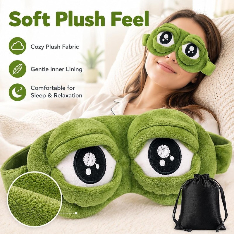 3D Frog Sleep Mask, Frog Eye Mask for Sleeping Adjustable