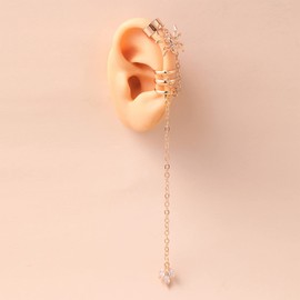 Inateannal Chain Cuff Earring for Women Long Chain Crystal Dangle Earring Punk Gold Spider Ear Cuff Wrap Earring Chain Jewellery for Women Girls