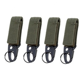 BuxiuGK Pack of 4 Tactical Key Chains Nylon, Tactical Gear Carabiner Clip Molle Carabiner Key Hook for Mountaineering Camping Hiking Outdoor Activities, Green