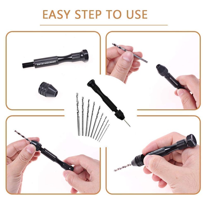 Precision Pin Vise Hand Drill with 25pcs Micro Twist Drill