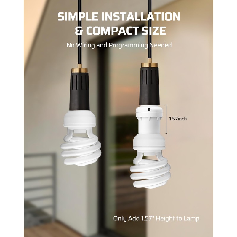 DEWENWILS Light Sensor Socket, E26/E27 Socket Adapter, Automatic Dusk to