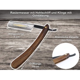 Classic Men's Razor Set with Solingen Paste and Black Razor Blade and Professional Combination Leather Strop with Second Cotton Strap