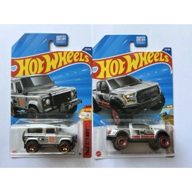 Hot Wheels 2025 Hot Wheels M Case Zamac Land Rover Defender 90 & '17 Ford F-150 Raptor