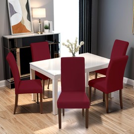 Yugarlibi Chair Covers, Set of 4, Stretch Chair Covers, Swing Chair, Elastic Covers, Chair Cover, Removable, Washable Chairs, Protection for Kitchen, Restaurant, Hotel, Banquet, Wedding (Bordeaux, Set