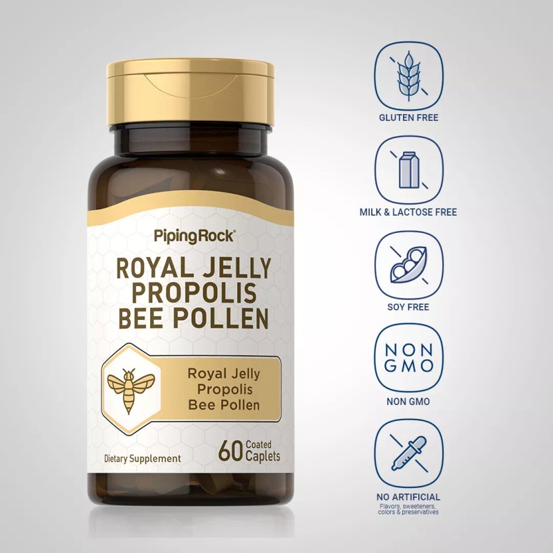 Piping Rock Royal Jelly Propolis Bee Pollen Pills | 60