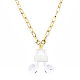 Magnetic Anti-Lost Straps AirPods Necklace Lanyard String Cord for Neck - Accessories Compatible with Airpods Pro/2/1 (Gold Cuban)