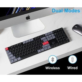 Keychron K5 Pro Wireless QMK/VIA Custom Mechanical Keyboard, 100% Full Size Layout 108 Key Programmable, Ultra-Slim RGB Backlit Low Profile Gateron Red Switch Bluetooth/Wired for Mac Windows Linux
