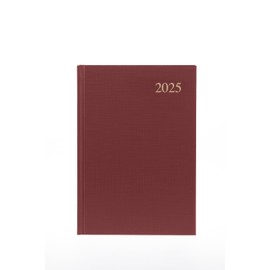 Collins Essential 2025 Business Diary - A5 Day to a Page Planner with Leathergrain Hardback Cover - Maroon - ESSA53.78-25