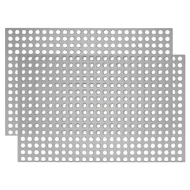 BENECREAT 2 Pieces Stainless Steel Punching 11.8 x 7.9 inches (30 x 20 cm), Hole Diameter 0.3 inches (8 mm), Thickness 0.04 inches (1 mm), Stainless Steel Perforated Sheet Punching Board, For