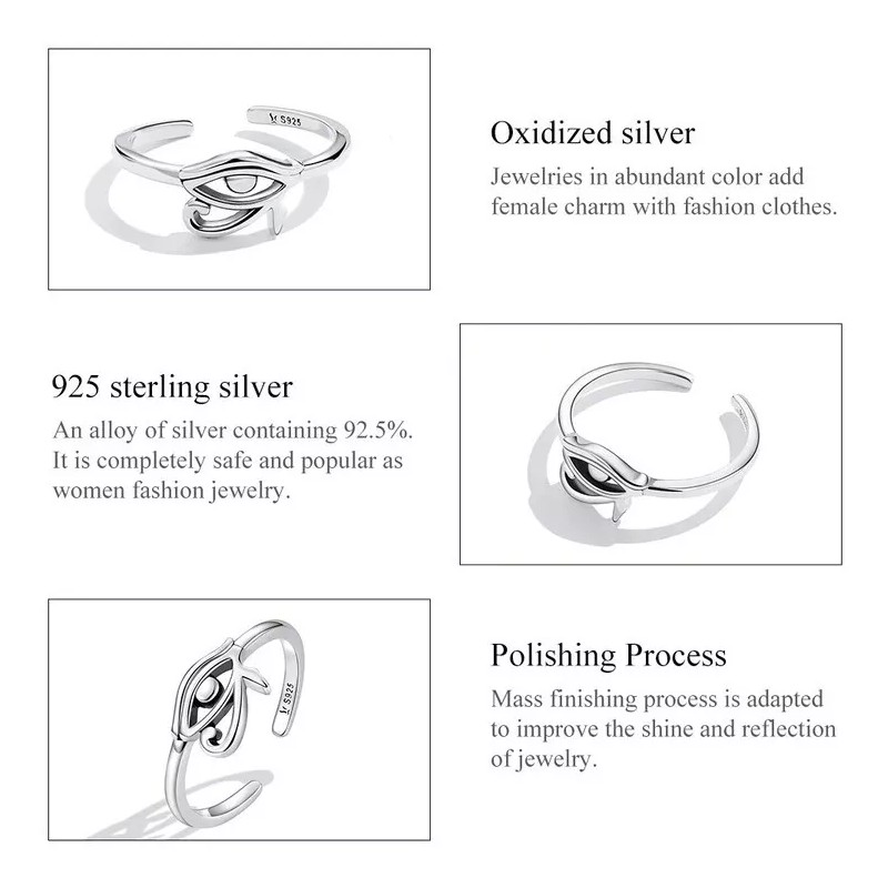 TENDER LIHOME Anillo Protección Ojo Turco Plata .925 Mujer Ajustable