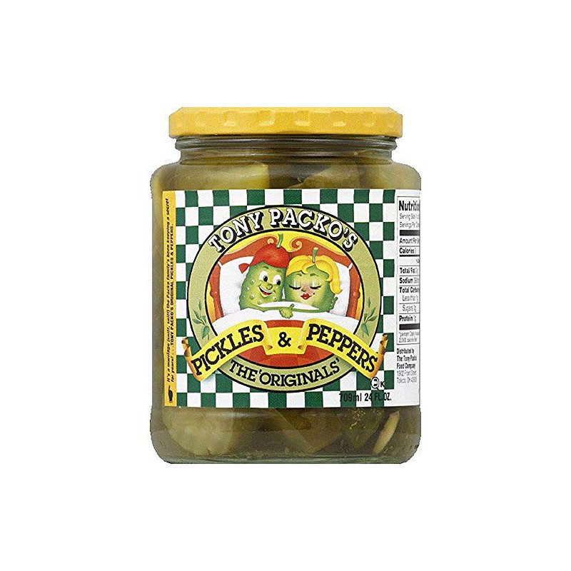 Tony Packos Original Pickles and Peppers, 24oz (Pack of 6)