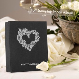 Miaikoe Small Photo Album 6x4 52 Pockets 2 Packs, Slip in Top Loading Mini Linen Album Book Holds 100 Vertical 10x15cm Photos for Family Wedding Anniversary (Black)