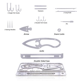Buspoll Survival Cards: (18- in -1) EDC wallet multifunctional survival tool kit, used for camping, hunting and fishing trip tools