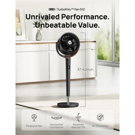 Dreo Fan for Bedroom, 120° Oscillating Standing Fan, Quiet Floor Fan with DC Motor, Pedestal Fan for Room, 9 Speeds, 4 modes, 20dB, 120° Manual Vertical, 37-42" Adjustable Height, 9H Timer, Black