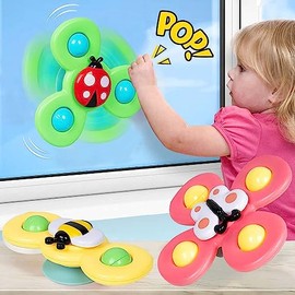 Jesir - 3pcs Juguete Giratorio con Ventosa, Juguetes sensoriales,Juguetes de baño para Jugar, aliviar el estrés, etc los Mejores Regalos para niños y niñas Serie de Insectos)