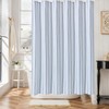 ORTIGIA Textured Fabric Shower Curtain-Blue Striped, 72x72 Inch Yarn Dyed