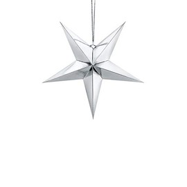 Party Deco Silver Paper Hanging Star Decoration 45cm Christmas Wedding