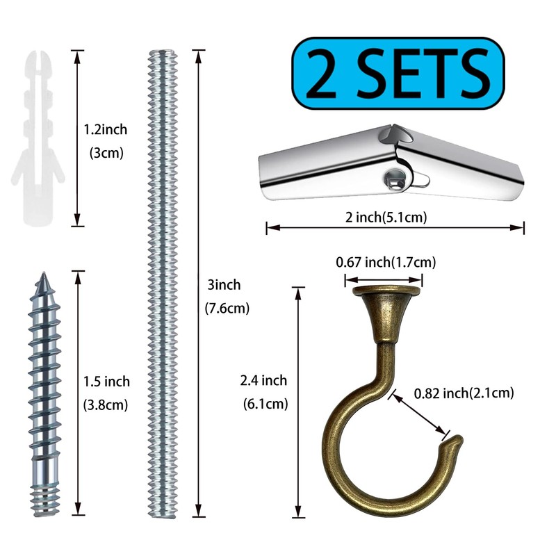 Evsteluo Large Swag Hooks for Ceiling - Heavy Duty Hooks