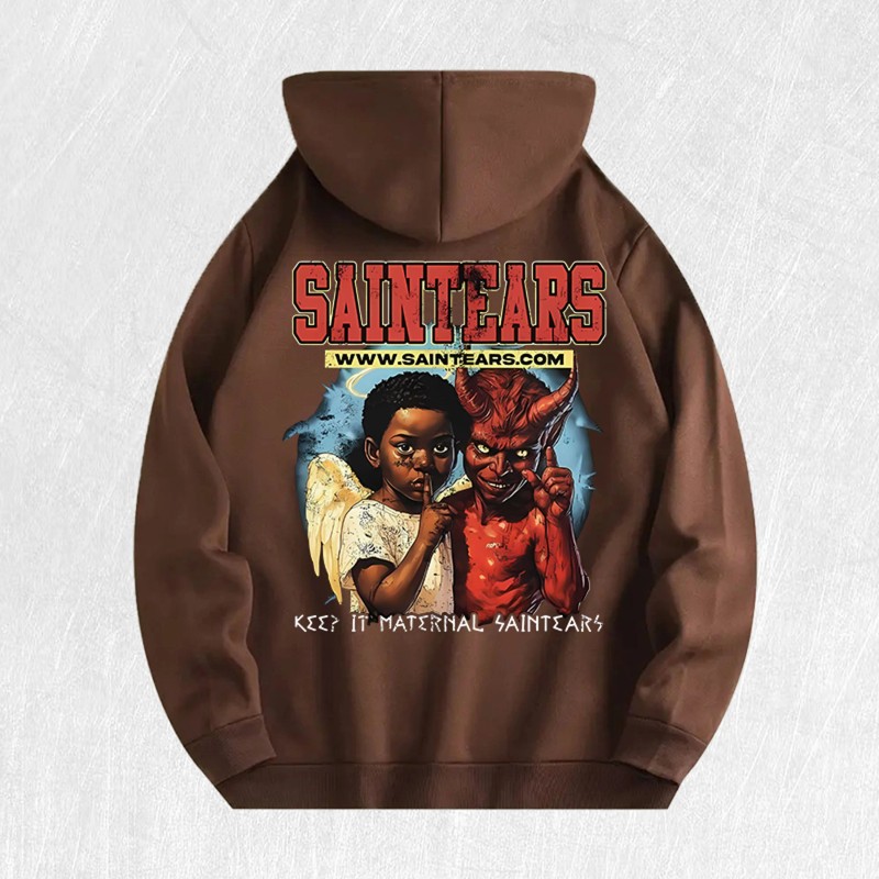 Saintears Angel & Devil Graphic Hoodie 100% Cotton US Warehouse