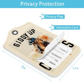 LARTSFRO Western Cowboys Hat Luggage Tags for Suitcases, Giooy up Cowboys Sign, Preppy Luggage Tag, Back to School for Students, Trendy 2 Pack Luggage Tags for Travel, Teen Girls Gifts Suitcase Tags