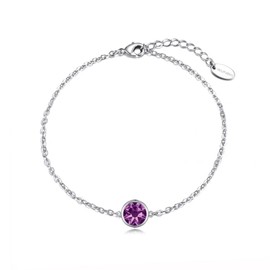 Philip Jones Purple Crystal Anklet Created with Zircondia® Crystals