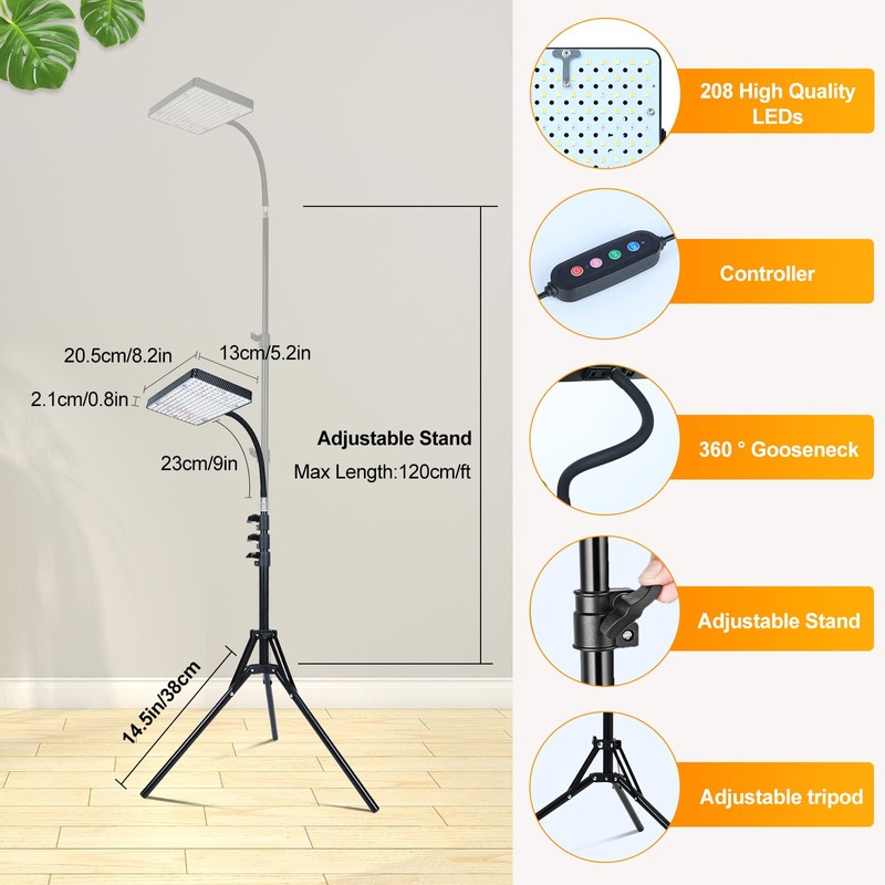 FECiDA Grow Lights with Stand and Timer, Tripod Standing Grow
