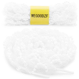 WEGOODZF Pearl Tulle Shoe Laces: 2 Pairs 47 inch White Flat Pearl Border Sheer Shoelaces for Women