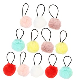 Healeved 12pcs Pompom Ball Hair Ties Elastic Hair Bands for Women Cute Ponytail Holders Comfortable for Daily Wear