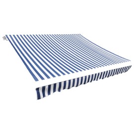 vidaXL Replacement Awning Top- Sunshade Canvas in Blue & White, UV Resistant, Anti-Fade Polyester Material Ideal for 16.4' x 9.8' Frame