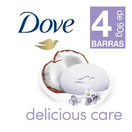 Jabón Dove Delicious Care Leche de Coco y Jazmín 4 x 90 g