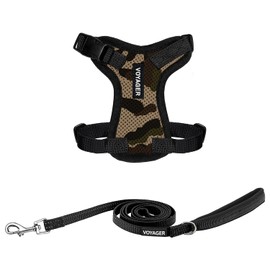 Best Pet Supplies Voyager Step-in Lock Dog Harness and Reflective Dog Leash Combo Set with Neoprene Handle 5ft Long - Supports Small, Medium and Large Breed Puppies/Cats - Army Base (w Leash), XXS
