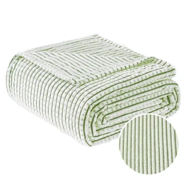 FY FIBER HOUSE Fleece Cuddly Blankets with Chequered, Extra Soft Fluffy Blankets, Lightweight, Cosy Microfibre Sofa Blanket / Wool Blanket for Office, Armchair and Camping, 130 x 150 cm, Green