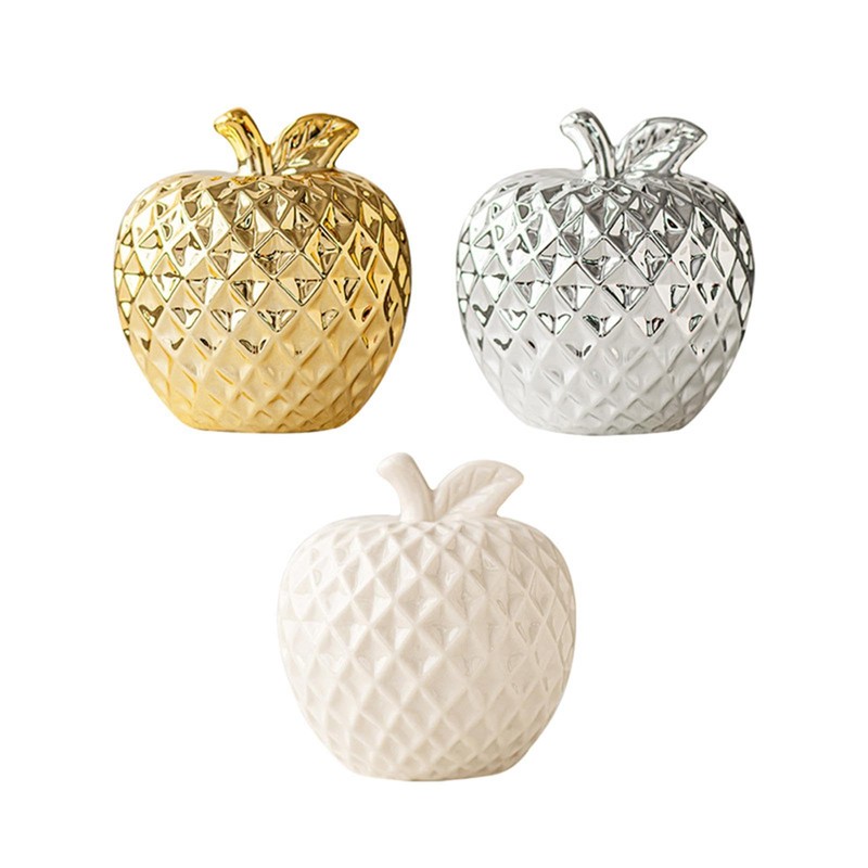 WeiLaiKeQi Ceramic Apple Sculpture - Minimalist Home Decor Accent, White,