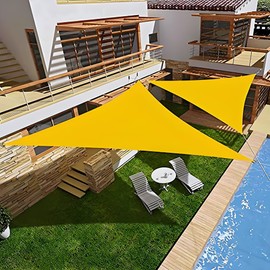 Triangle Sun Shade Sails, UV Block Canopy Awning Triangle Cover for Outdoor Patio Pool Lawn Garden Backyard(Yellow 6'5x6'5x6'5)