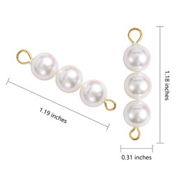 COGCHARGER 10 Pieces Natural Shell Pearl Round Beaded Connector Charms Pearl Beads Charm Pendant with Ball Head Pins for Jewelry Necklace Earring Making Crafts