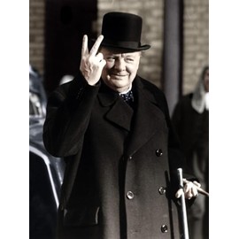 ART.COM Wall Photographic Print Winston Churchill Making His Famous V for Victory Sign, 1942, 18" x 24"