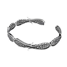 Angel Wings Vintage Style Bracelet for Women Men - Layering Inspirational Guardian Adjustable Bangle Jewelry Gifts - 3 PCS