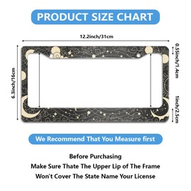 Smoaffly Moon Sun License Plate Frames for Car Decorative Aluminum Car Tag with 2 Holes and Screws Caps,Car Plate Frame for US Canada Vehicles Standard Gifts for Women Men 12''x6''