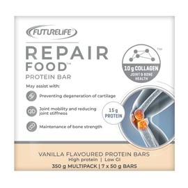FUTURELIFE Repair Food | Nutritional Bar | Vanilla Flavor | 50g/1.76oz * 7 Bars | 2 Pack | 15.4g Protein | 10g Hydrolyzed Collagen Peptides | Promotes Hair, Nail, Skin & Joint Health |