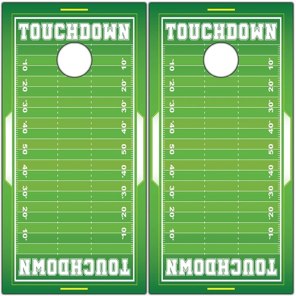 Set of 2 Cornhole Wraps for Boards Vinyl Decals - Corn Hole Bean Bag Toss Wrap Stickers Skins (Boards Not Included) (Football Field)
