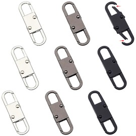 9-Piece Zipper Clip Theft Deterrents,Multi-Functional Metal Double Zipper Pull Replacements - for Bags, Luggage, Shoes (Gunmetal/Black/Silver)