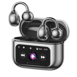 Clip On Earbuds Touch Screen,Wireless Open Ear Headphones with Bluetooth 5.4，50h Battery Life，Lightweight Comfort Sport Earbuds Built-in Mic IPX7 Waterproof Earphones for Running Fitness,Black