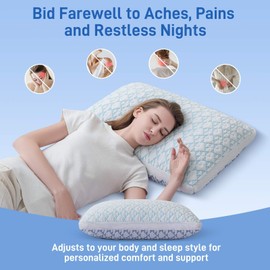 Ankwos Shredded Memory Foam Cooling Soft Bamboo Viscose Pillows King Set of 2, Adjustable Hypoallergenic Hotel Quality Bed Pillows for Stomach, Back and Side Sleeper, Oeko-TEX Certified