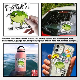 (3Pcs) My Tummy Hurts Im Mad at The Government Sticker Funny Sarcastic Frog Stickers Humor 2" Die-Cut Waterproof Vinyl Sticker for Laptop Water Bottle Phone Kindle Decal Gifts 2 Inches