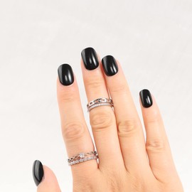 24 pcs Short Press On Nails Black False Nails Solid Glossy Full Cover Fake Nails Nail Art Decoration Nail Tips DIY for Women Girls Nail Art Decorations